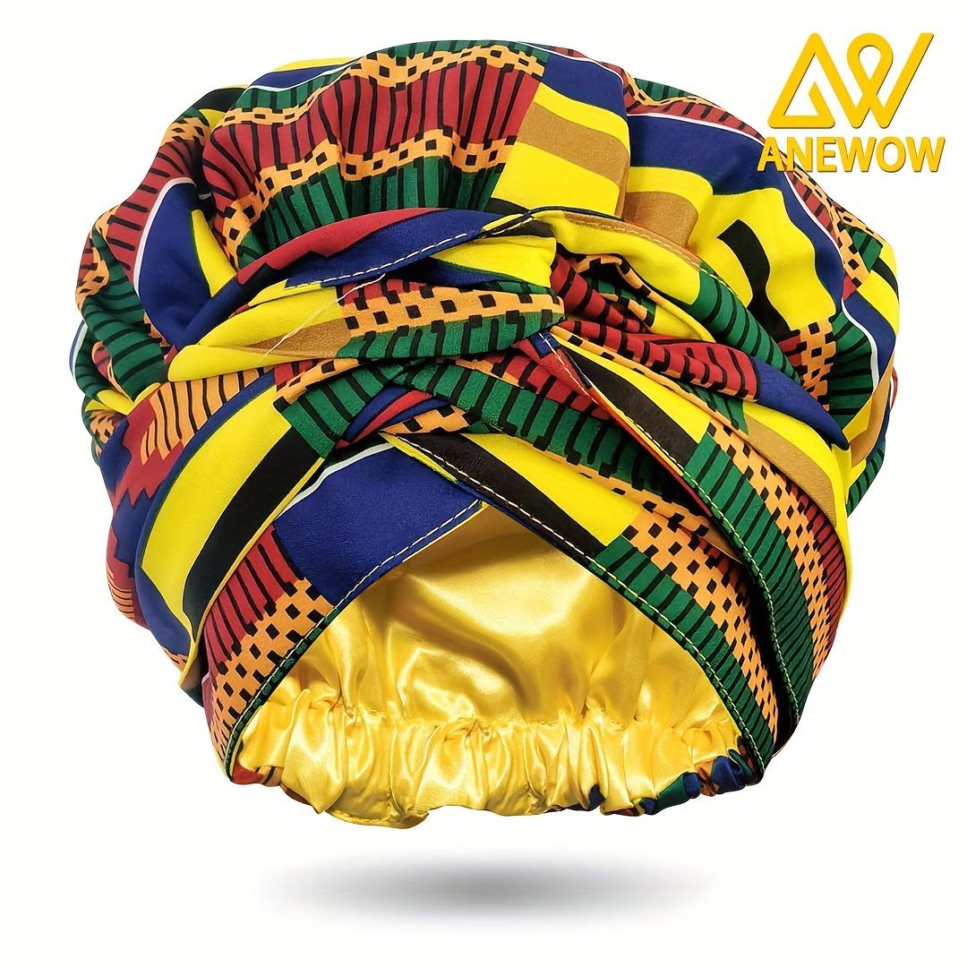 TEMU Vibrant African Print Head Wrap With Luxurious – Stylish Style Headband For Women, Patterns In Yellow, Green, Blue & Orange, Festivals, Parties & Casual Attire