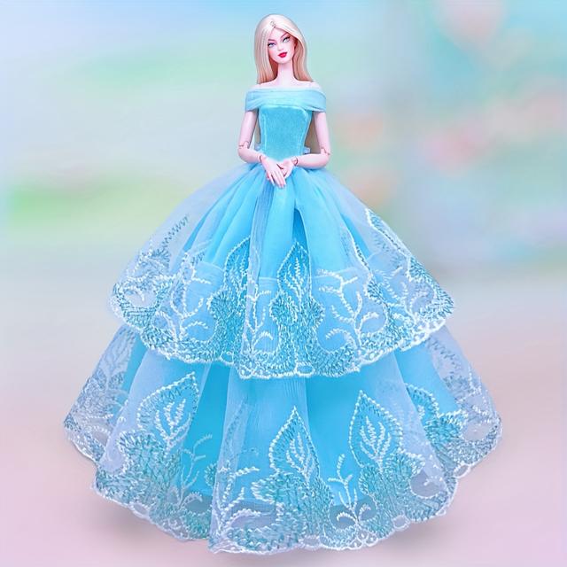 TEMU -made Gown For A Wedding Doll, Featuring A Princess-style Evening Dress With A Long Skirt And Bridal Veil, Designed For 11.8-inch Dolls. Additions For Projects, Doll Not Included