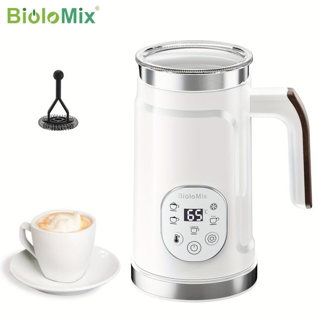 TEMU BioloMix 5 az 1-ben Többfunkciós Tejhabosító, Digitális Érintőképernyős Vezérlés és Beállítható Hőmérséklet, Automata Tejhabosító, Időt Takarító, Sűrűbb Hab, EU Dugasz