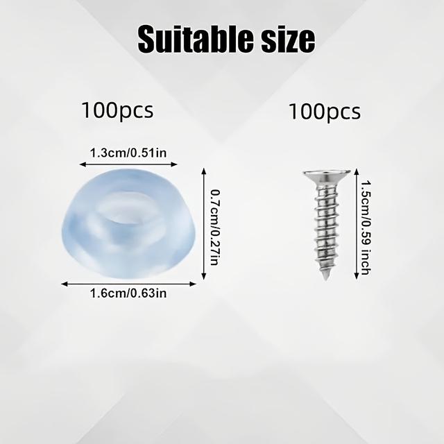 TEMU GDGDSY 100 комплектів нековзних бамперів для кухонних дощок, з гумовими ніжками та гвинтами з нержавіючої сталі, у формі круглих подушечок для кухонної та меблів