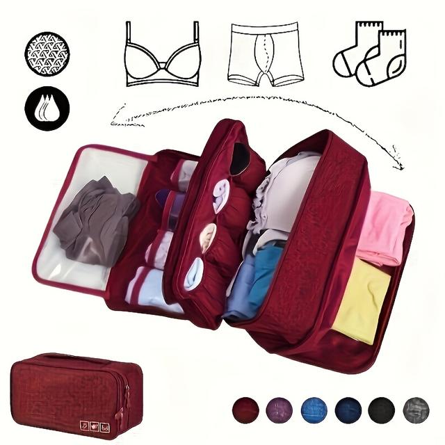 TEMU Travel Organizer Underwear And Socks Storage Bag Large Capacity Portable Clothes Organizer Essential For Suitcase Space Saving