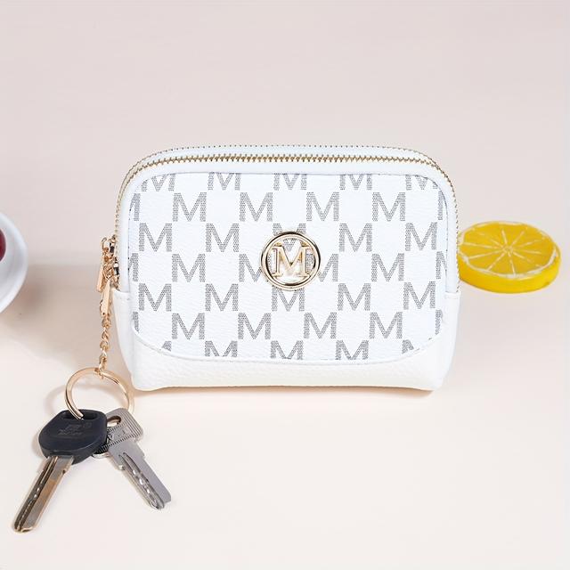 TEMU Stylový a luxusní texturovaný peněženkový klíčenka z umělé kůže s minimalistickým unisex designem, s dvojitými a mnoha na karty, ideální dárek k Halloweenu a Vánocům.