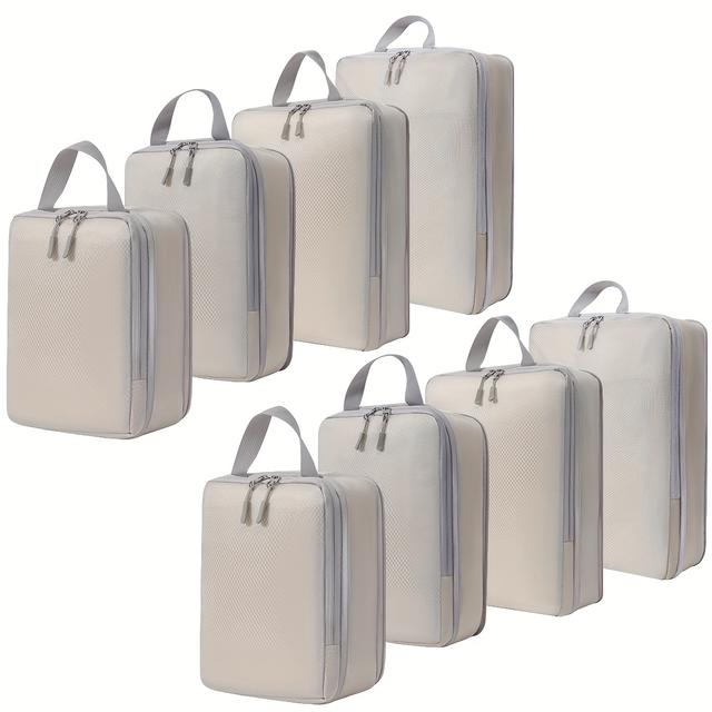 TEMU Compression Packing Cubes For Travel, 4/8pcs Expandable Storage Bag Luggage Packing Organizers Compression Cubes For Suitcases Backpack