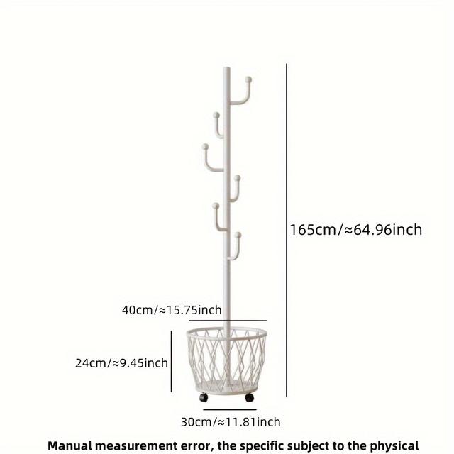 TEMU Perchero de Pie Moderno y Minimalista, Colgador de Ropa para Dormitorio Pequeño con Cesta de Ropa, Soporte de Prendas Móvil