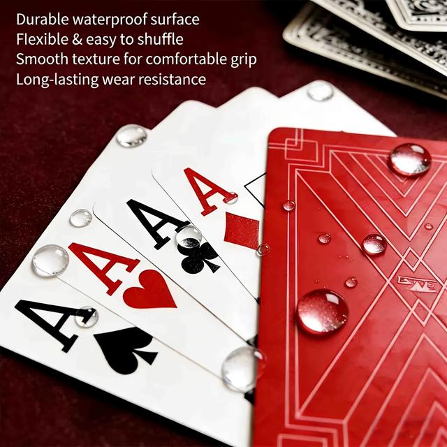 TEMU Cartas de póker de plástico rojas, cartas de juego flexibles e impermeables