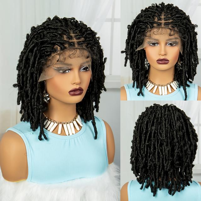 TEMU Elegant Mishell 9x6 Lace Front Wig - Chic Short Braided Style, Lightweight For Women, Christmas Parties