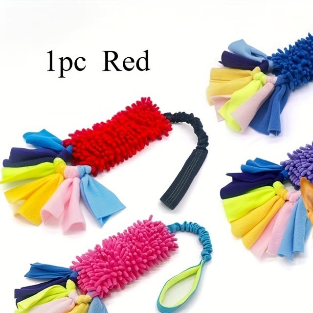 TEMU Squeaky Tug of Toy - Trwała zabawka do gry w wojnę dla szczeniąt, interaktywna zabawka do treningu i gry w wojnę z bezpiecznym projektem, żywymi kolorami i miękką tkaniną dla małych psów