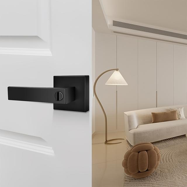 TEMU 1pc Matte Black Door Handle Heavy Duty Door Lever Privacy Door Lock Door Hardware, Left Or Right Door Handles, Interior Door Handle