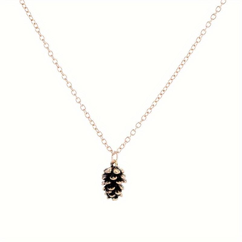 TEMU Men's Retro Alloy Pine Pendant: Light & Trendy Fashion Necklace, Nature- Statement