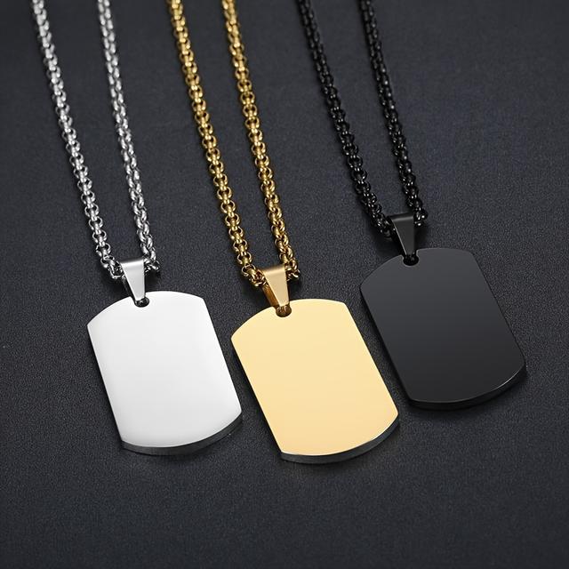 TEMU Set Of Shiny 304 304 304 304 Stainless Steel Pendant Necklaces For Men, Stylish Streetwear Easy Tag Casual Hip Hop Additions