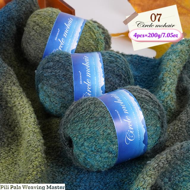 TEMU 4개입 원형 모헤어 - 200G/7.05Oz, 재킷, 스웨터, 숄, 가디건, 담요 뜨개질에 적합 - 긴 그라데이션 염색 손뜨개질 얀, 마야르드 컬러 얀, 공예 편리한 얀, 각 50G