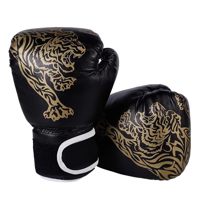 TEMU 2pcs/set Sports Gloves With Tiger Print, Sports Set Suitable For Teenagers And Adults, Thickened Style For Sports Practice, Black - Christmas Gift