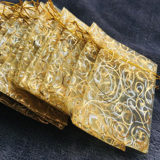 TEMU Bolsa De Malla, Con Diseño De Flores De Pestañas, Con Estampado En Caliente, Pestañas Rizadas, Bolsa Con Cordón, Bolsa De Caramelos Hecha De Organza, Bolsa De Regalo De Joyería