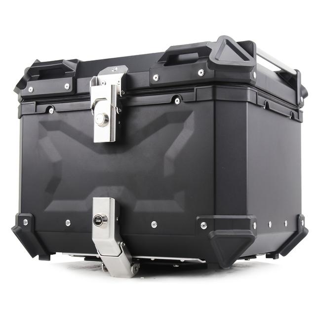 TEMU 45l Aluminum Alloy Motorcycle Top Box, X-pattern Thickened Hard Shell Tail Trunk With Detachable Strap, Sturdy Luggage Storage For Atv Rear Travel - Motorcycle Accessories