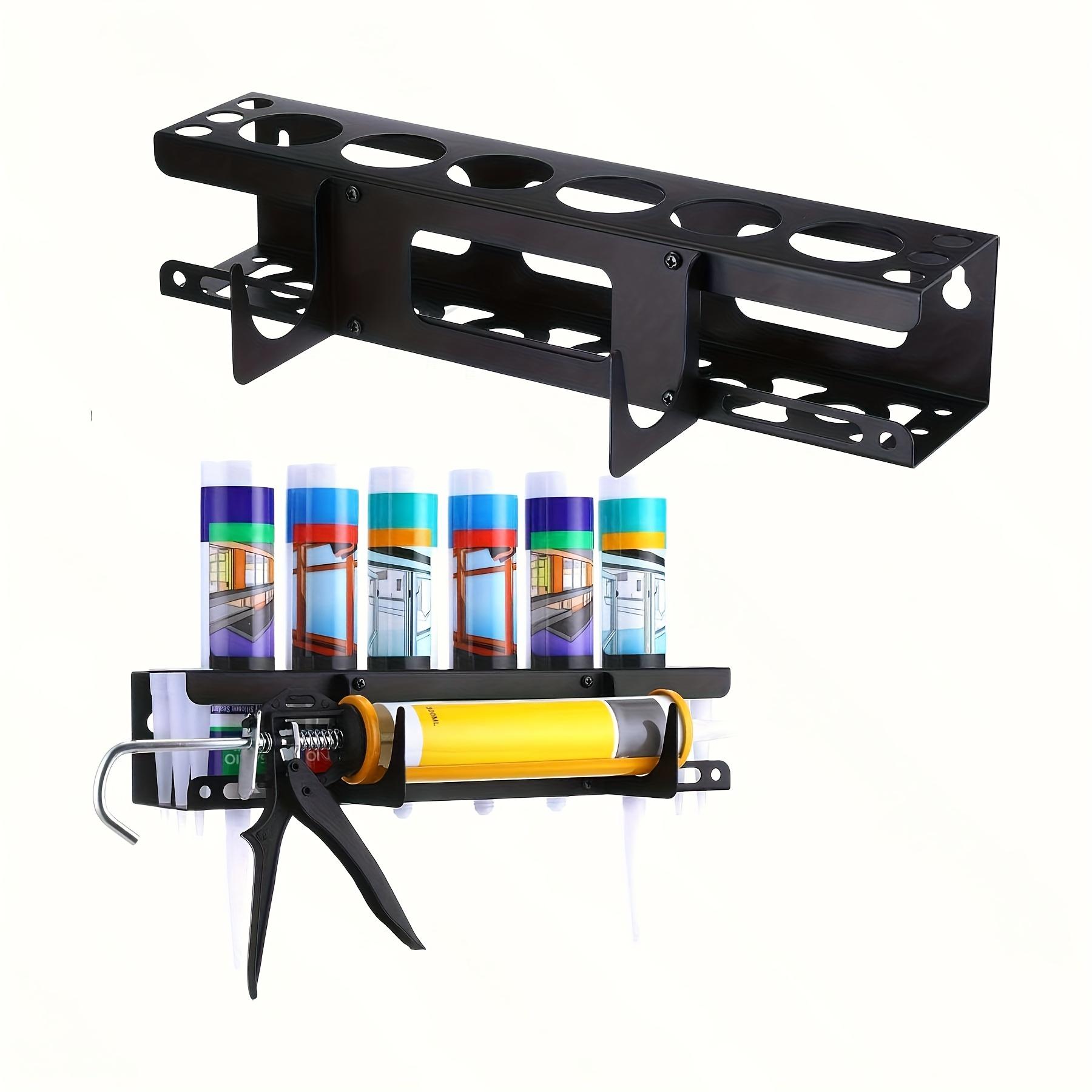 TEMU Caulking Gun Rack Tool Holder, Glue Gun And Tube Rack, Wall-mounted Manual Loading Tool Storage Rack, Holds 6 Tubes And Loading Nozzles, Storage Box For , Shops, Garages, Storage Racks