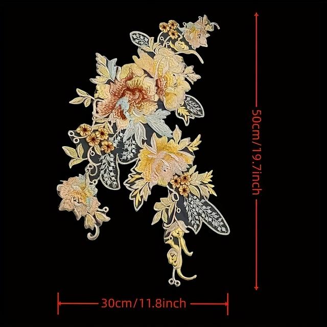 TEMU 1pc Of Floral Embroidery Patch, Vintage For Dresses, Jeans, And Clothing, Fabric Embellishment - Stitchable Floral Patterns To Enhance The Color Of Garments