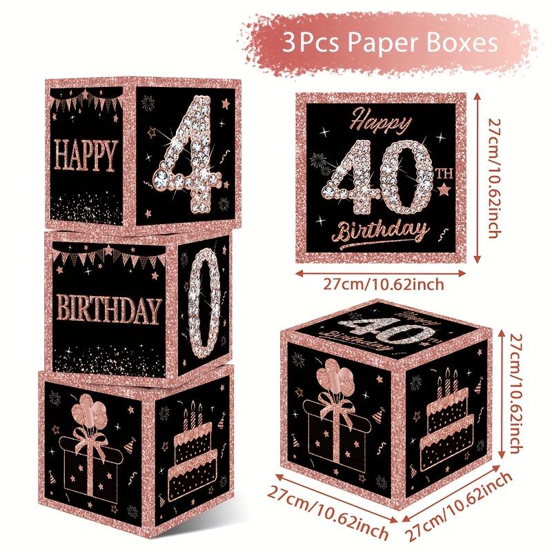 TEMU 3pcs,happy 40th Birthday Paper Box,rose Golden Pull Flag Gift Birthday Gift Boxes,party Gift Packaging Boxes,happy Birthday Party Supplies,party Packs,adults Birthday Party Decoration