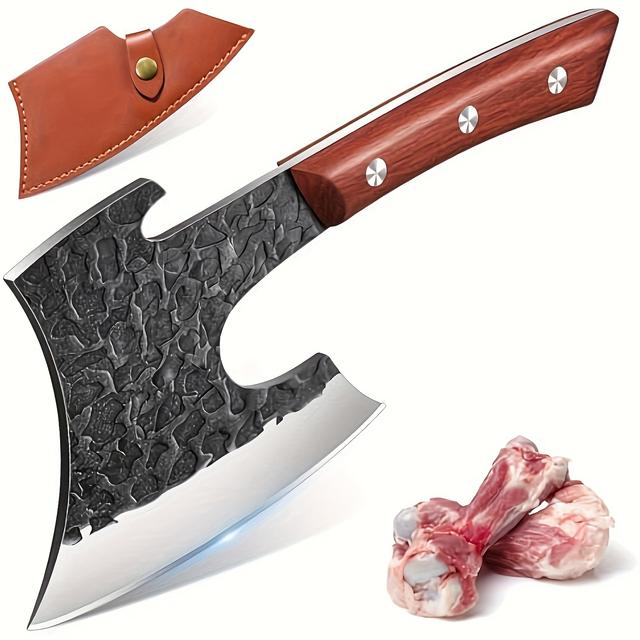 TEMU A Kitchen Knife With A Protective Cover, Used For Cutting Hard Food, With Patterned Blades To Increase Friction, Stylish And Practical Tool Design, A Must-have Tool For Cooking Enthusiasts