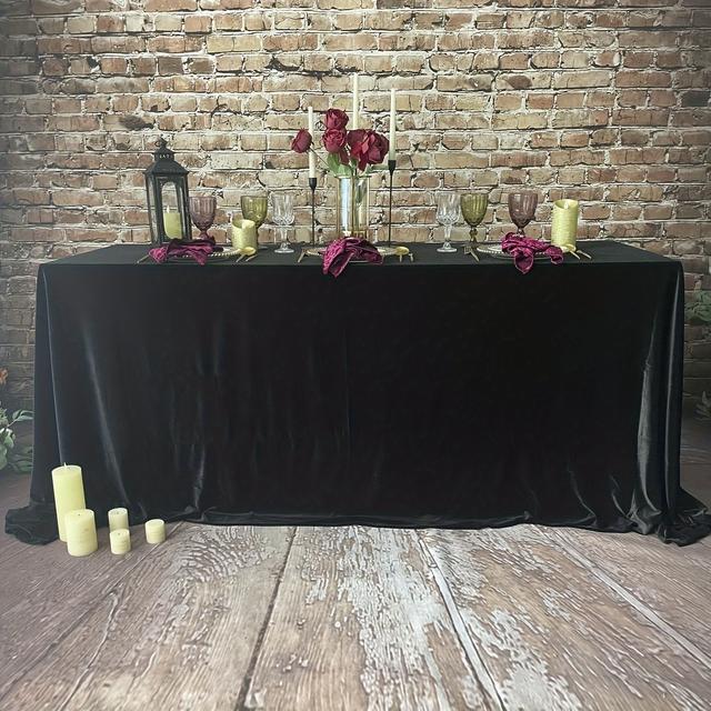TEMU Premium Samt-Tischdecke 60"*102" rechteckig, waschbar aus Polyester, knitterfrei – für Hochzeiten, Partys mehr (Halloween & Weihnachten)