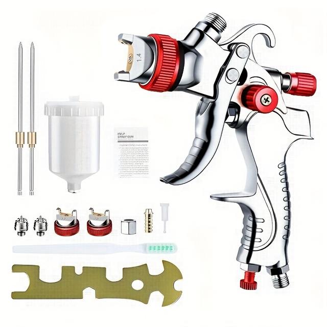 TEMU Hvlp 1.4 1.7 2.0 Spray Gun Set For Automotive Painting, Furniture, And Body Repair, Gravity-fed, No Electricity Required, No Battery Included