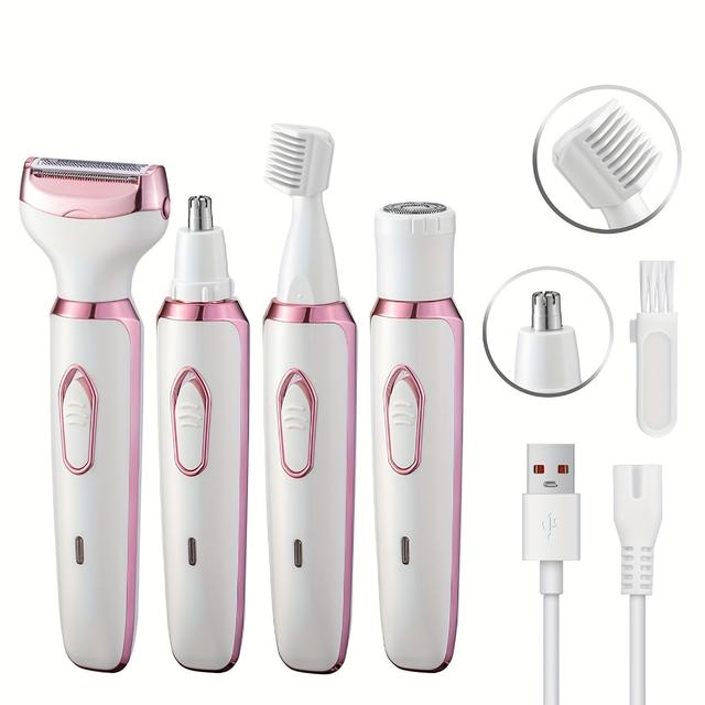 TEMU 4 In 1 Women's Electric Shaver - , Usb Rechargeable, Portable, Suitable For Use, Suitable For Christmas, Halloween, Thanksgiving Gifts For
