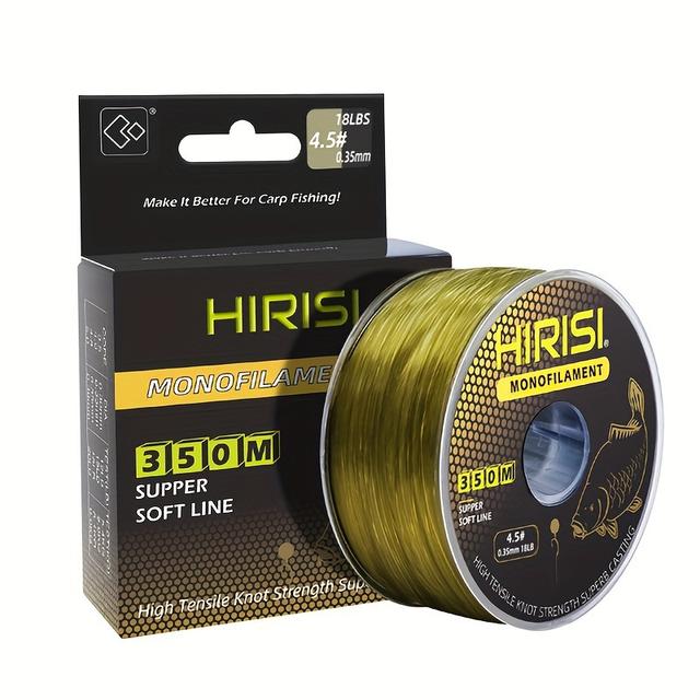 TEMU Hirisi 350m Super Strong Monofilament Nylon Fishing Line - 12 To 20 Test, Mixed Colors, Carp Fishing Essential,, Angling Gear, Smooth Casting, Highquality Thread, Casting, Professional