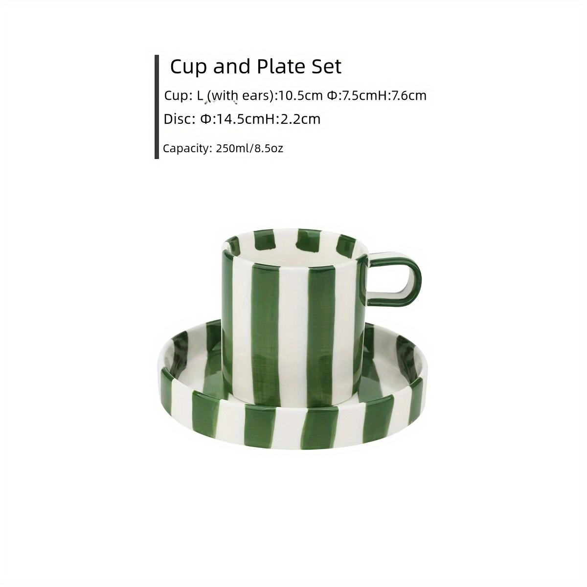 TEMU Set, Pattern Teacup And Saucer, 250ml/8.5oz Ceramic Coffee Cup And Saucer Plate, Drinking Cups For Breakfast, Tea Party, Afternoon Tea, Home, Garden, Restaurant And More, Drinkware, Gifts