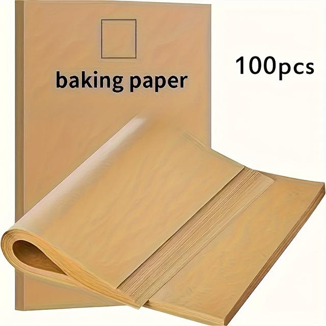 TEMU 100 Oil-resistant Baking Paper, 8x10 Inches Pre-cut Unbleached Parchment Paper, Grilling, Oven, Baking, Cooking, Kitchen Essentials – Ideal For Thanksgiving, Halloween, Christmas, Hanukkah, And