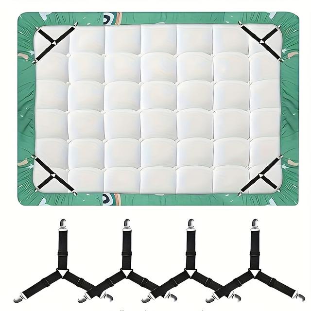 TEMU 4 db Ágylepedő Rögzítő Csatlakozó Gyűrűkkel - Állítható Rugalmas Gyűrődésmentes Lepedőtartók, Alkalmasak Kanapé Párnákhoz és Ágyneműhöz, Könnyen Tisztítható