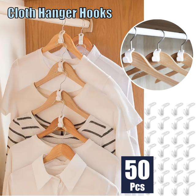 TEMU 50pcs Hangers Hooks Home Wardrobe Closet Organiser Coat Racks Multi Cloth Shirt Closet Storage Laundry Bag Bin Box Organizers, Clothes Pins
