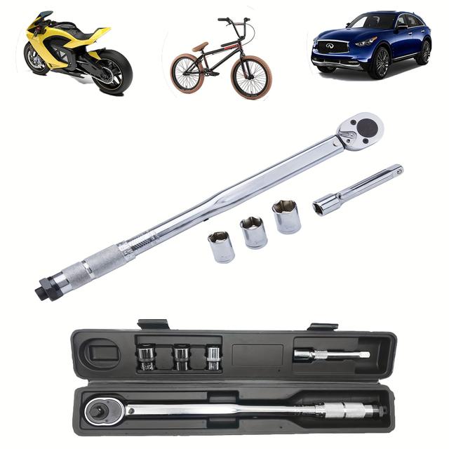 TEMU Torque Wrench - 1/2 Torque Wrench With Extension Bar - Ratchet Torque Wrench 1/2 For Car, Bike And Repairs - 17, 19, 21 Mm Adapters, 28 - 210nm
