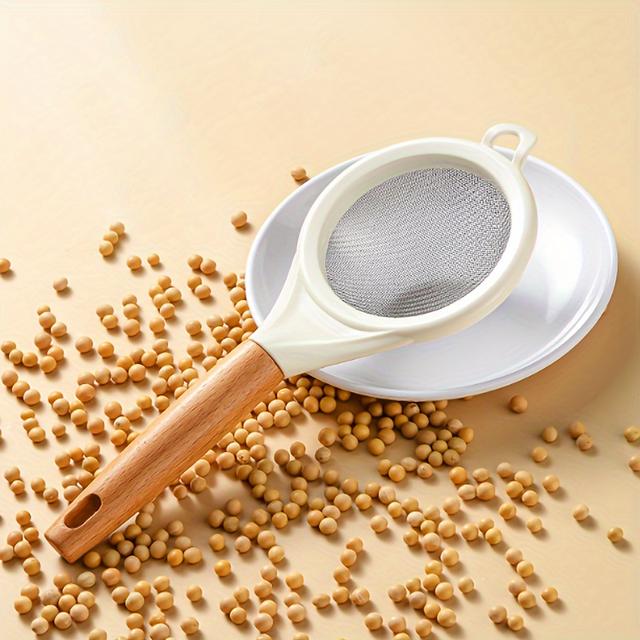 TEMU Stainless Steel Flour Sieve Kitchen Household Baking Fine Funnel Sieve Juice Soybean Milk Separating Residue Filtering Net Father Gift