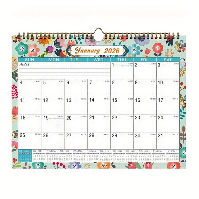 TEMU 1pc 2026 Spring Hanging Calendar 2025 July To 2026 December 11inch X8inch, With Flowers And Trees, Large Writing Area For Memo, Record, Plan, Suitable For Home And Planning