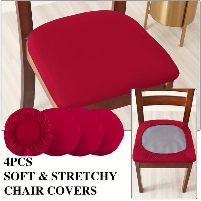 TEMU 4pcs Solid Color Brushed High Chair Cover And Comfortable Chair Cover Dust-proof And Stain Resistant Chair Cover Suitable For Dining Chairs Office And Home Decoration