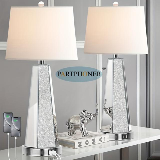 TEMU A Pair Of 2 Mirrored For The Bedroom, 2 Usb . A Silvery Lamp For The Coffee Table. A Gorgeous Lamp For Decorative Art.