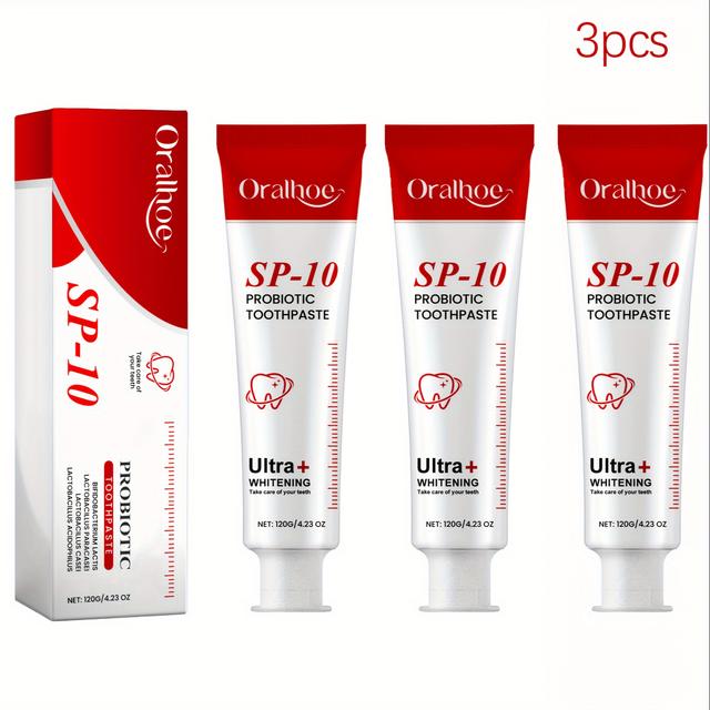 TEMU Pasta Dental Probiótica -10, de para un , Limpieza y Blanqueamiento Dental. Kit de Cuidado Oral para el Hogar, Regalo de Navidad, 120g*3