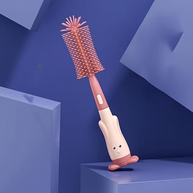 TEMU Silicone Bottle Brush Set, Multifunctional, Food Grade, With Durable Straw Brush And Cleaner, No Handle, For Cups And Teapots