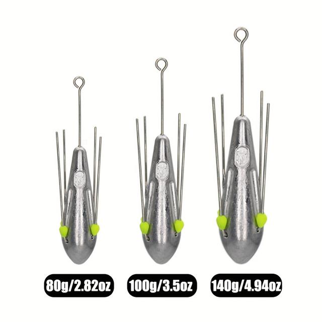 TEMU 1pc/3pcs Sputnik Sinker, Long Tail Fishing Weights, Saltwater Surf Casting Sinkers, Weights For Ocean , Fishing Tackle