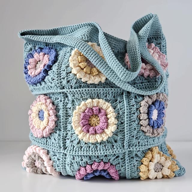 TEMU 1 Conjunto de Bolsa de Crochê , Bolsa Tote com Flor Rosa, Kit de Crochê para Iniciantes, Kit de Crochê para Adultos com Tutoriais -a-, e Elegante, Presentes para Aniversário de dos Namorados