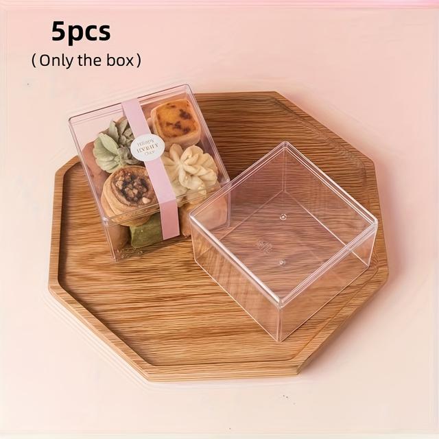 TEMU Square Transparent Fruit Cake Mousse Soy Milk Dessert Tiramisu Layered Biscuit Box Supermarket Food Candy Box