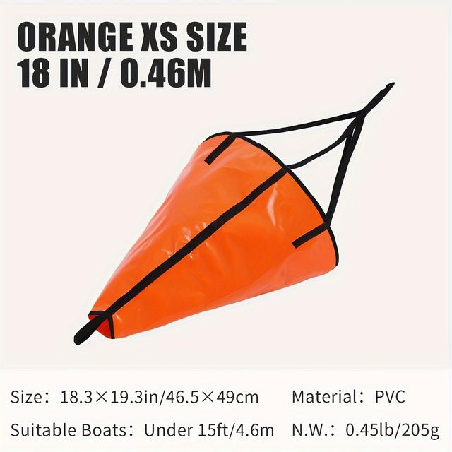 TEMU 1pc Xs 18-inch Sea Anchor Parachute Drift Brake For Boats Less Than 15ft | Paddle Boards And Kayak Drifting Sock, Pvc Material, Mixed Color, Brand: Koetsu