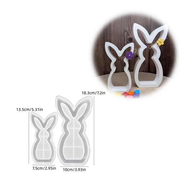 TEMU Diy Clay Molds For Easter Hollowed-out Bunny Figurines, Home Decor Stand, Resin Casting, Gypsum, Candle & Incense Holder Silicone Molds