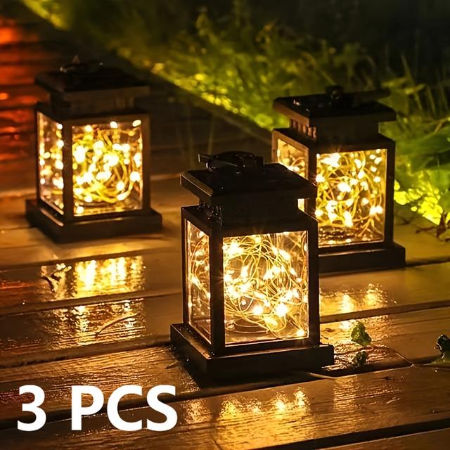 TEMU Morfone 1-3pcs Solar Copper Wire Courtyard Chandelier, Retro Chandelier, Garden, Villa, Terrace, New Year's, Valentine's Day, Party Decoration