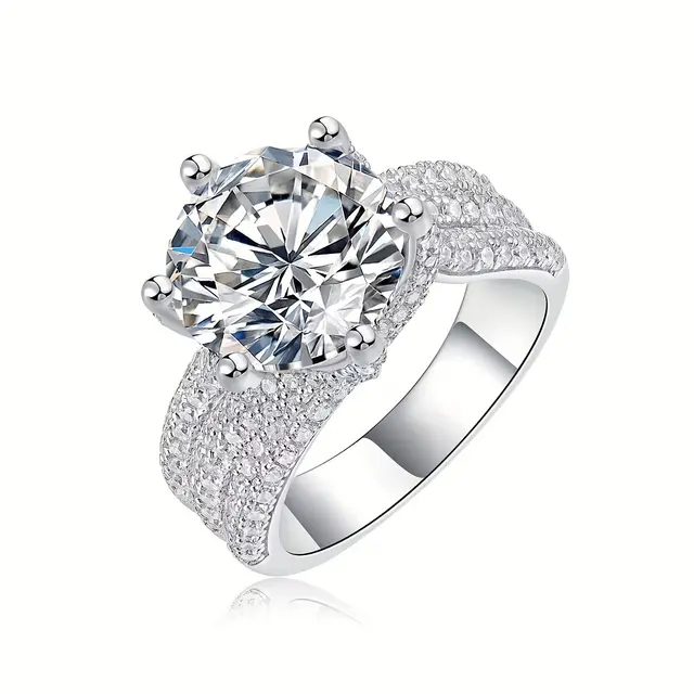 TEMU This Exquisite Piece Features 925 Silver And 5 Carats Of Moissanite, Showcasing A Luxurious And Suitable For Men And Women. Its Classic Retro Perfect For Mature Individuals