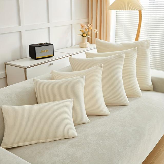 TEMU 1 Stück Einfarbige Kissenhülle Weiche Dekorative Quadratische Sofakissenbezug für Schlafzimmer Weiße Plüschkissenhülle 45x45 cm