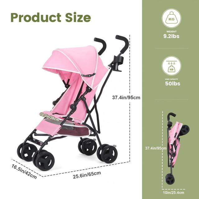 TEMU 6 Months Up To 45 Lbs.infant Stroller, Reclining Seat, High-view Design, Lightweight, With Baby, Foldable.