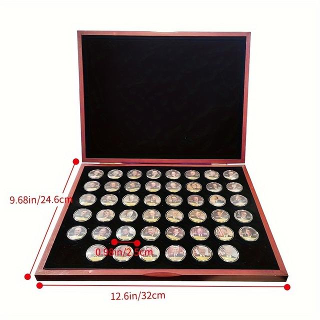 TEMU Replica Coin 46pcs/set, U.s. Commemorative Box Set - Perfect Collectible Gift For Christmas, Birthdays, Valentine's Day, Father's Day - Ideal Present For Men And History Collectors