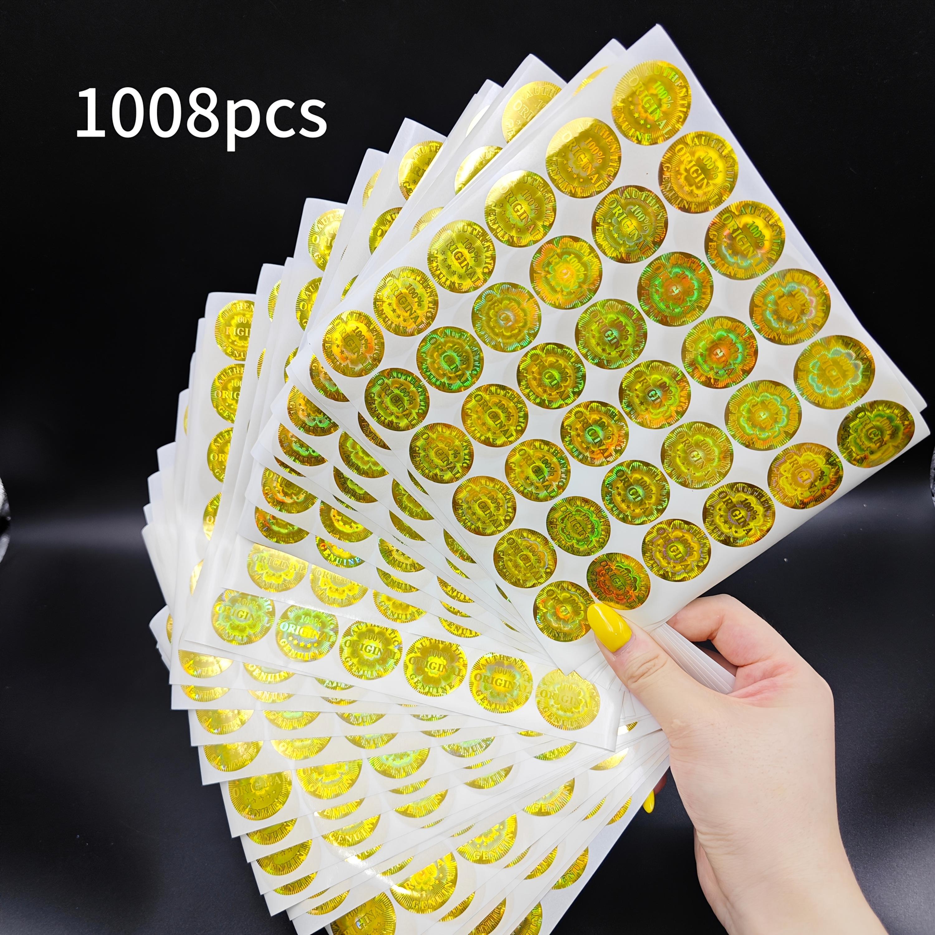 TEMU 252pcs/1008pcs 2.5*2.5cm Golden Holographic Anti-counterfeit Labels, Round Laser Stickers, Tamper-proof & Anti-tamper, Leaves "" Mark When Torn