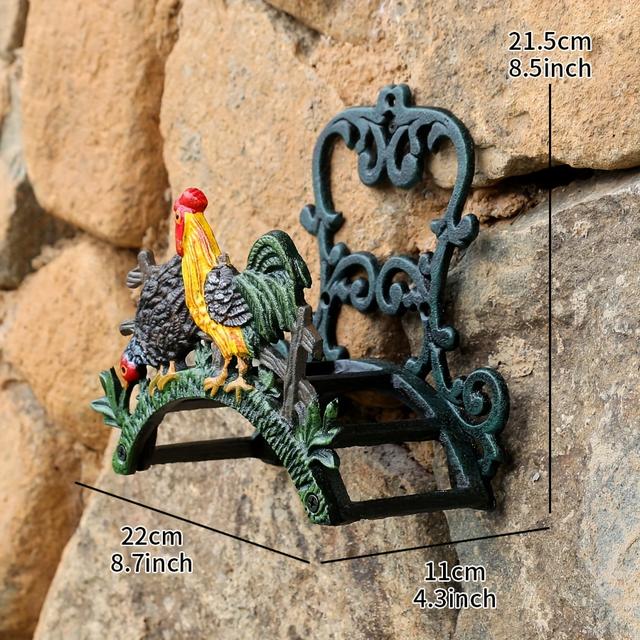 TEMU Suporte de mangueira de jardim em ferro fundido com e , resistente, para parede, organizador decorativo durável para exterior, fácil de instalar