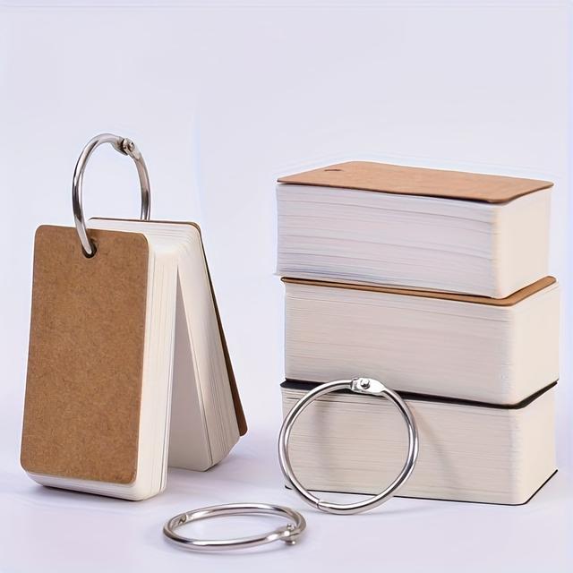 TEMU 4 Pack Portable Binder Notebook With Metal Rings - Cute Creative Design, Suitable For College Students And School Supplies, White And Brown Aesthetic Notebooks